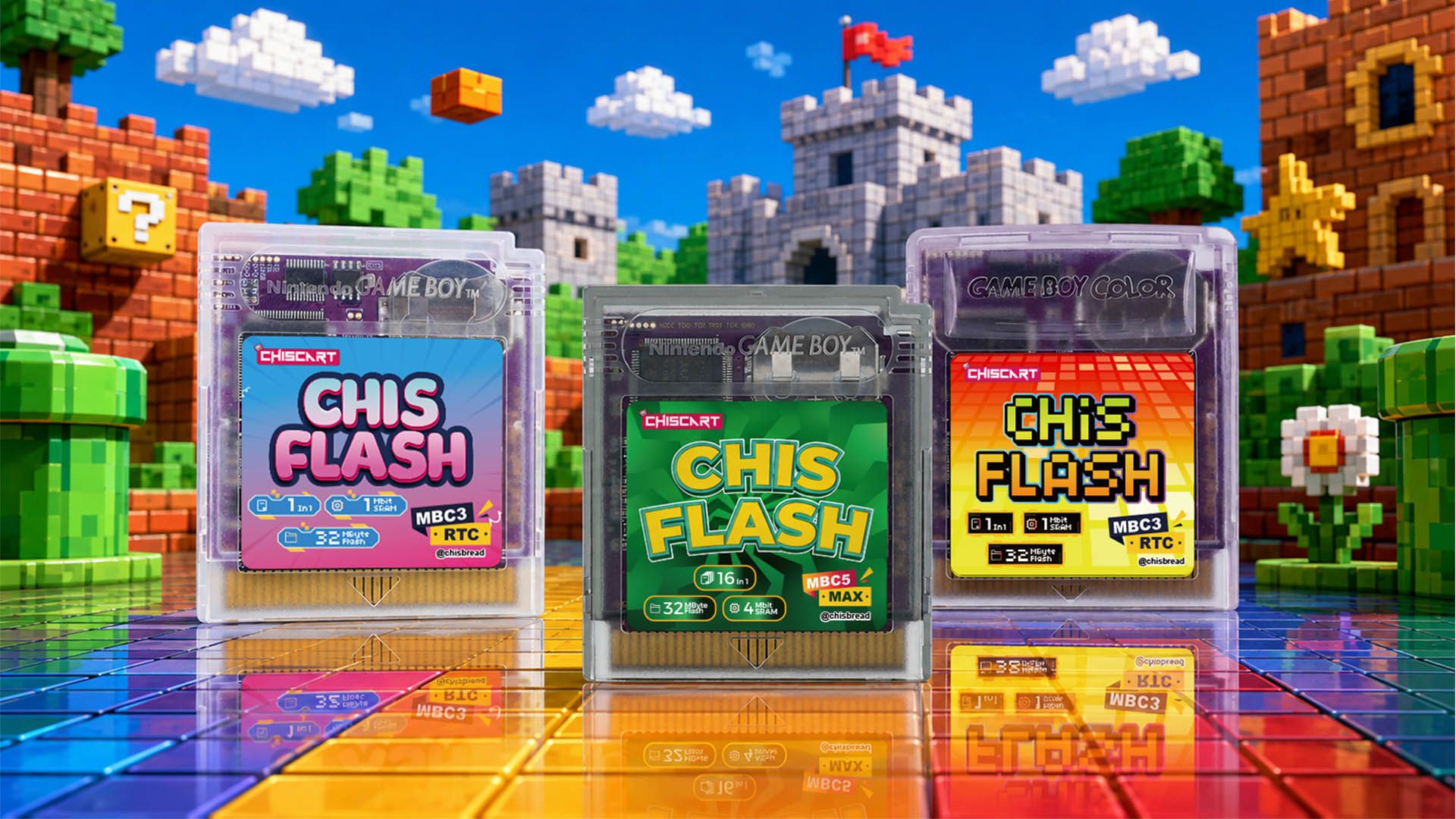 ChisFlash GB/GBC MBC3 RTC & MBC5 16In1 Cart